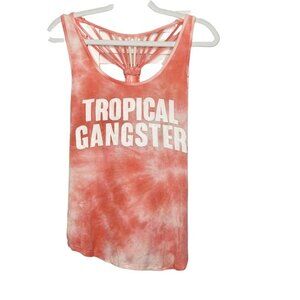 Wish & Whim Tropical Gangster Coral/Pink Tie Dye Tank Top Size M